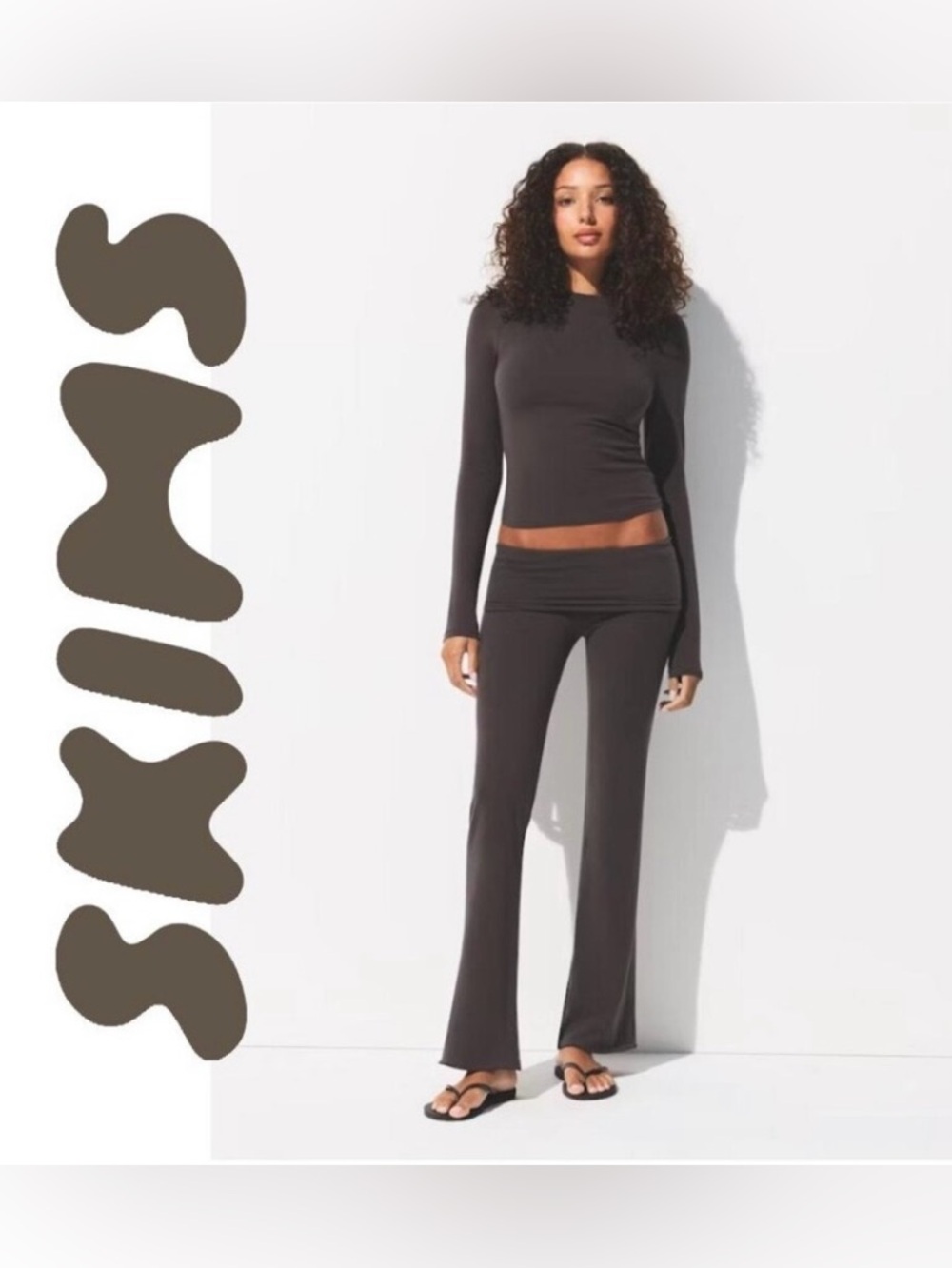 SKIMS Cotton Jersey Foldover Waist Pants - Color Iron